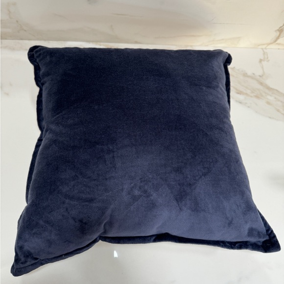 Threshold Velvet Reverse Dec Pillow Navy/Tan Indoor, 18” square - Picture 7 of 7